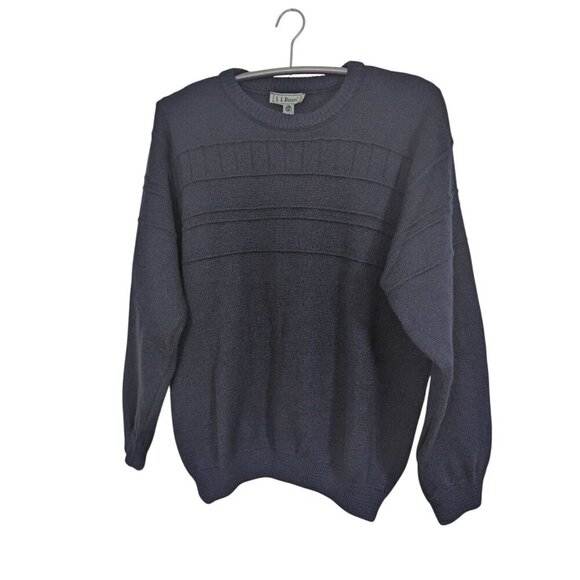 LL Bean Vintage Mens XLT Blue Grandpa Wool Sweater Made in Ireland Fisherman - Picture 1 of 4